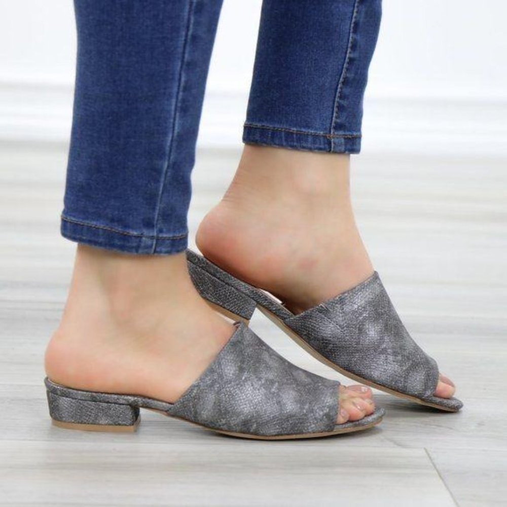 Slip On Loafer Metallic Black Spring Sandal - Picture 2 of 11